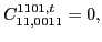 $\displaystyle C_{11,0011}^{1101,t} = 0 ,$