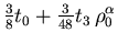 $\displaystyle {\textstyle\frac{{3}}{{8}}} t_0 + {\textstyle\frac{{3}}{{48}}} t_3 \, \rho_0^\alpha$