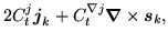 $\displaystyle 2C^j_t\mbox{{\boldmath {$j$}}}_k\ofbboxofr + C^{\nabla j}_t\mbox{{\boldmath {$\nabla$}}}
\times\mbox{{\boldmath {$s$}}}_k\ofbboxofr ,$