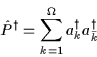 \begin{displaymath}
\hat P^\dagger
=\sum_{k=1}^\Omega a_k^\dagger a_{\bar{k}}^\dagger
\end{displaymath}