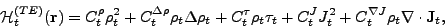 \begin{displaymath}
\mathcal{H}_t^{(TE)}(\mathbf{r}) = C^{\rho}_t \rho^2_t + C^{...
...t
+ C^{\nabla J}_t \rho_t \mathbf{\nabla } \cdot \mathbf{J}_t,
\end{displaymath}